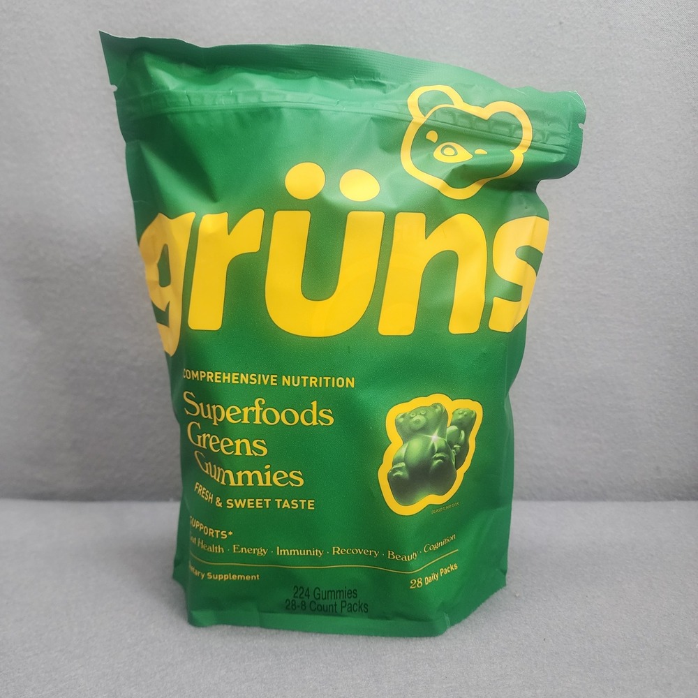 Gruns Superfoods Greens Gummies Green 224 Count 28 Packs 28 Day Supply NEW